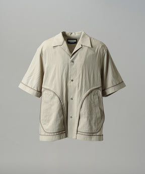 【26SS PRE-ORDER】Lyocell Nylon Washer Prime-Over Piping-detailed Switched Open-collar Shirt