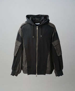 【26AW PRE-ORDER】異素材ドッキングプライムオーバージップパーカー