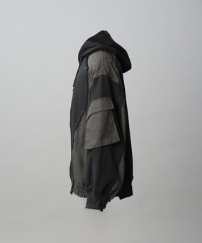 【26AW PRE-ORDER】異素材ドッキングプライムオーバージップパーカー
