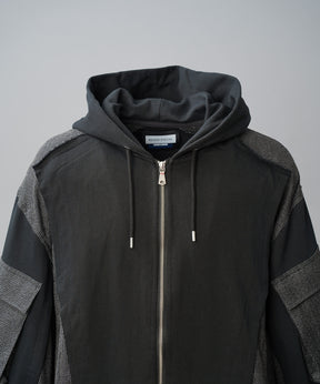 【26AW PRE-ORDER】異素材ドッキングプライムオーバージップパーカー