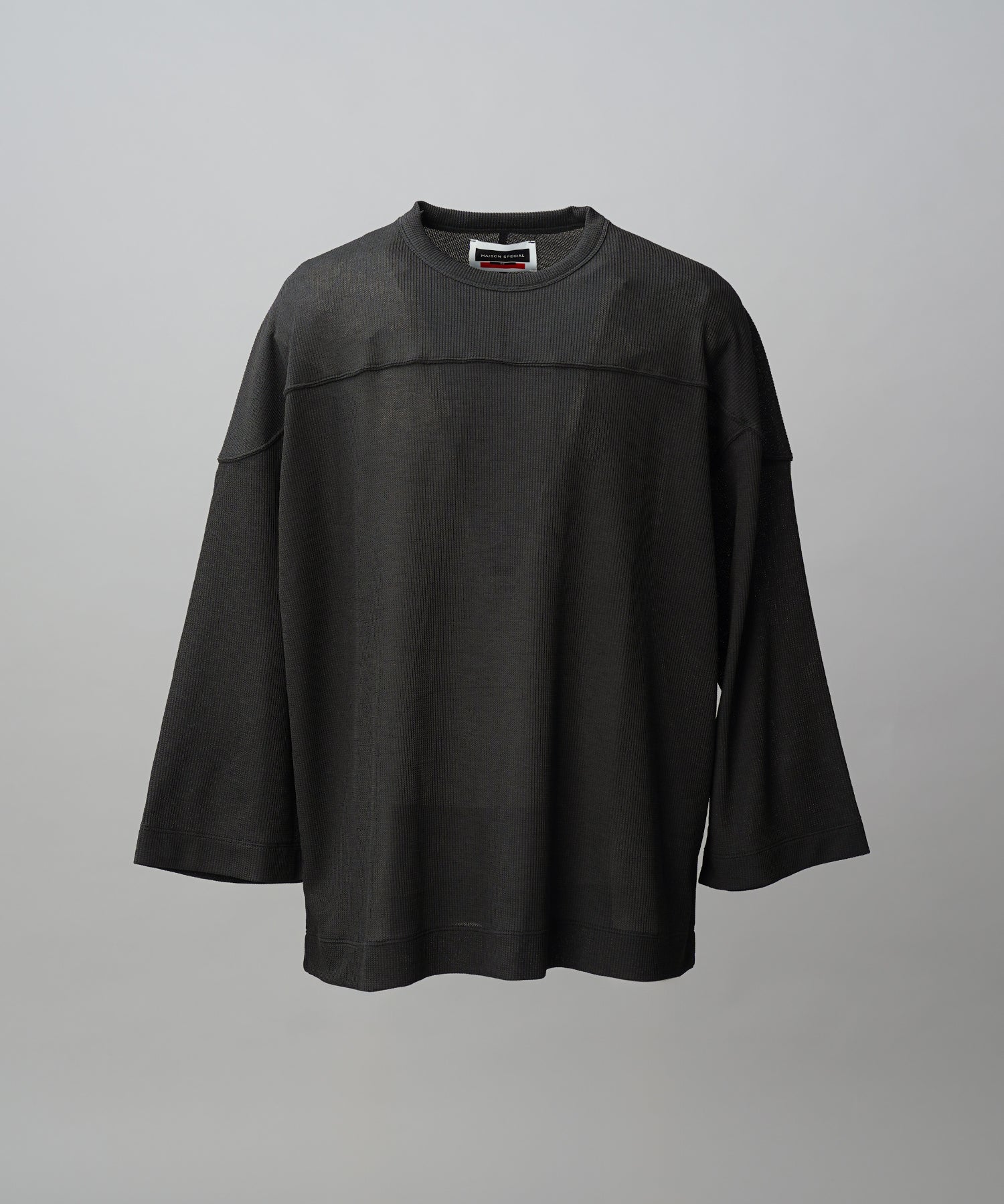 Birdseye Jersey Mesh Prime-Over Henry Neck Short-sleeved T-shirt