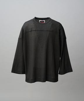 Birdseye Jersey Mesh Prime-Over Henry Neck Short-sleeved T-shirt