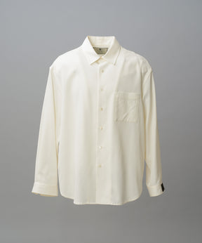4 Colors Chambray Washable Wool Prime-Over Regular Collar Shirt