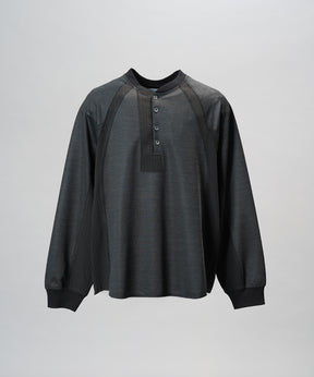 【26aw PRE-ORDER】纯棉巴尔法蕾丝超领亨利领长袖针织T恤