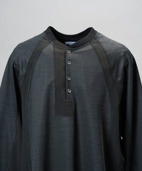 【26aw PRE-ORDER】纯棉巴尔法蕾丝超领亨利领长袖针织T恤