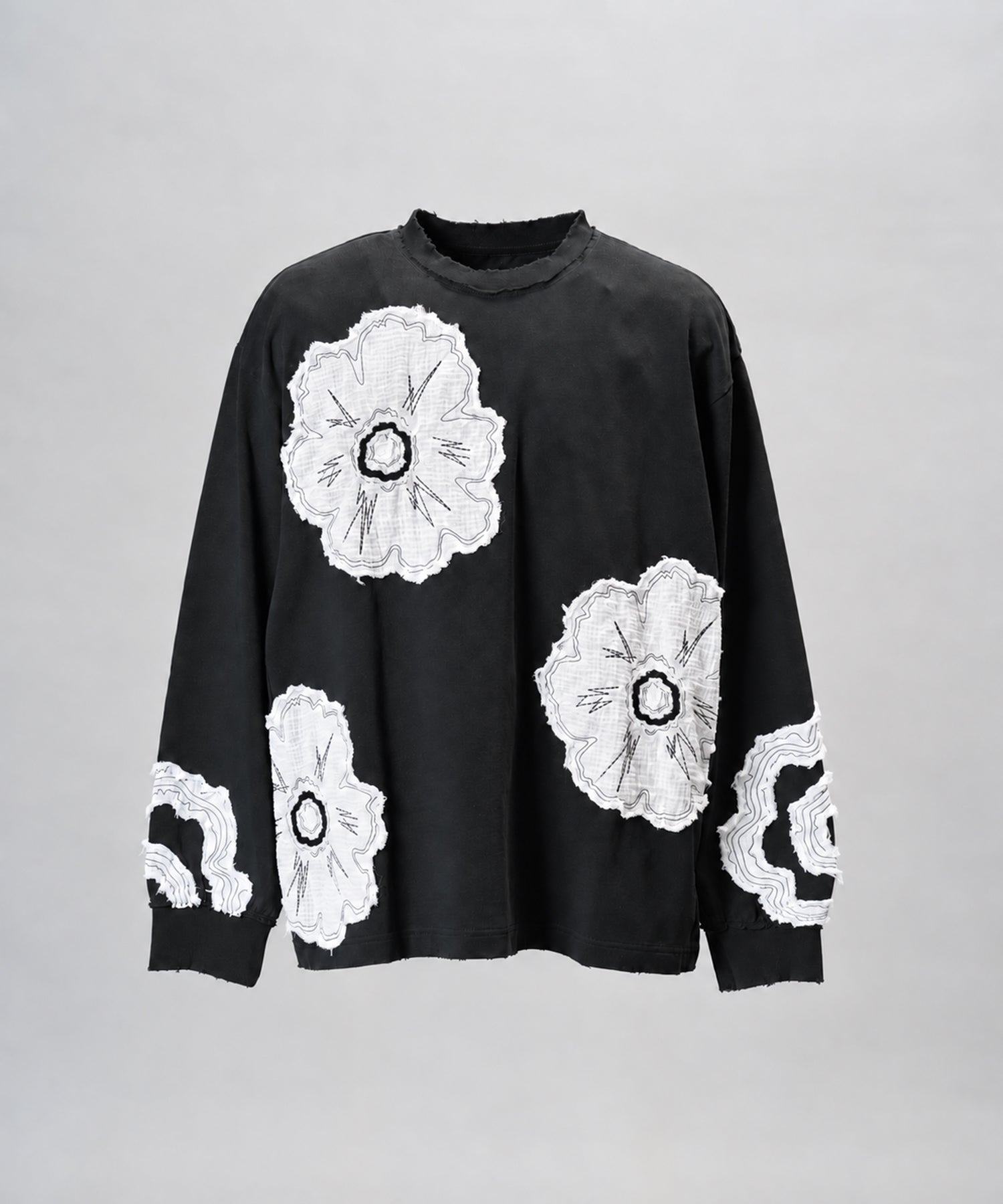 [26AW PRE-ORDER] Cotton Balfa Lace Prime Over Henley Neck Long Sleeve Knit T-shirt