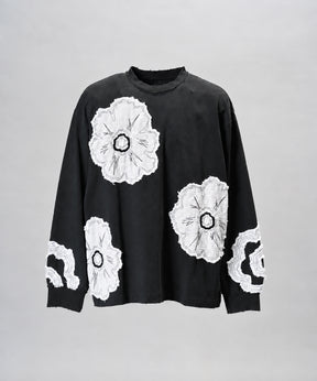 [26AW PRE-ORDER] Cotton Balfa Lace Prime Over Henley Neck Long Sleeve Knit T-shirt