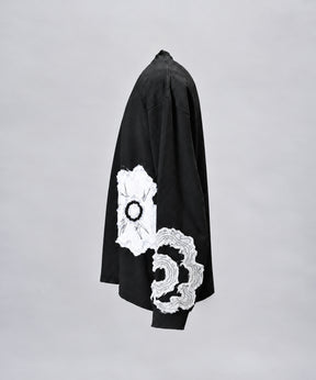 [26AW PRE-ORDER] Cotton Balfa Lace Prime Over Henley Neck Long Sleeve Knit T-shirt