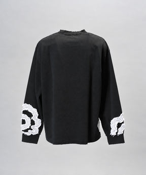 [26AW PRE-ORDER] Cotton Balfa Lace Prime Over Henley Neck Long Sleeve Knit T-shirt