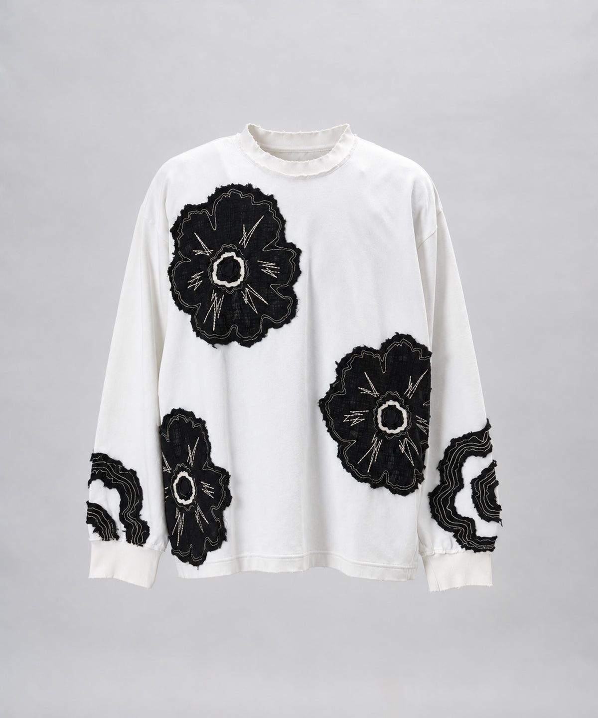 [26AW PRE-ORDER] Cotton Balfa Lace Prime Over Henley Neck Long Sleeve Knit T-shirt