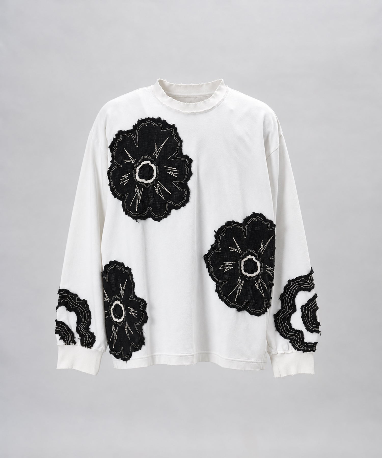 [26AW PRE-ORDER] Cotton Balfa Lace Prime Over Henley Neck Long Sleeve Knit T-shirt