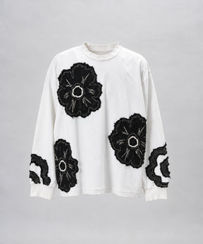 [26AW PRE-ORDER] Cotton Balfa Lace Prime Over Henley Neck Long Sleeve Knit T-shirt