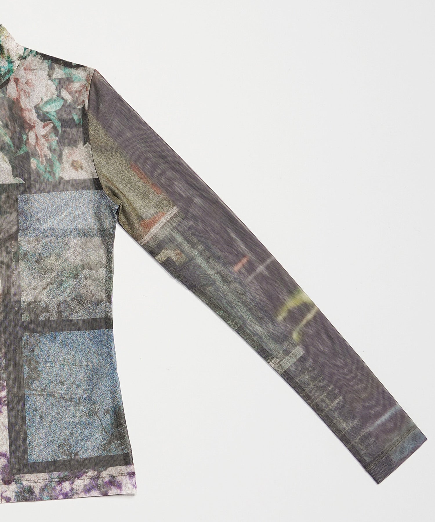Photo Collage Sheer High Neck Top