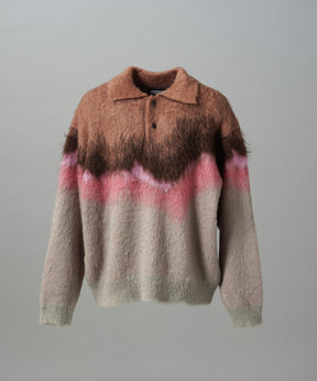 【26AW PRE-ORDER】グラデーションエアリーシャギープライムオーバーニットポロシャツ