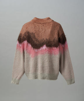 【26AW PRE-ORDER】グラデーションエアリーシャギープライムオーバーニットポロシャツ