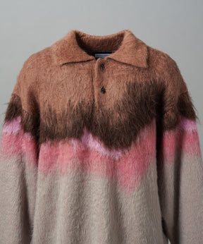 【26AW PRE-ORDER】グラデーションエアリーシャギープライムオーバーニットポロシャツ