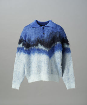 【26AW PRE-ORDER】グラデーションエアリーシャギープライムオーバーニットポロシャツ