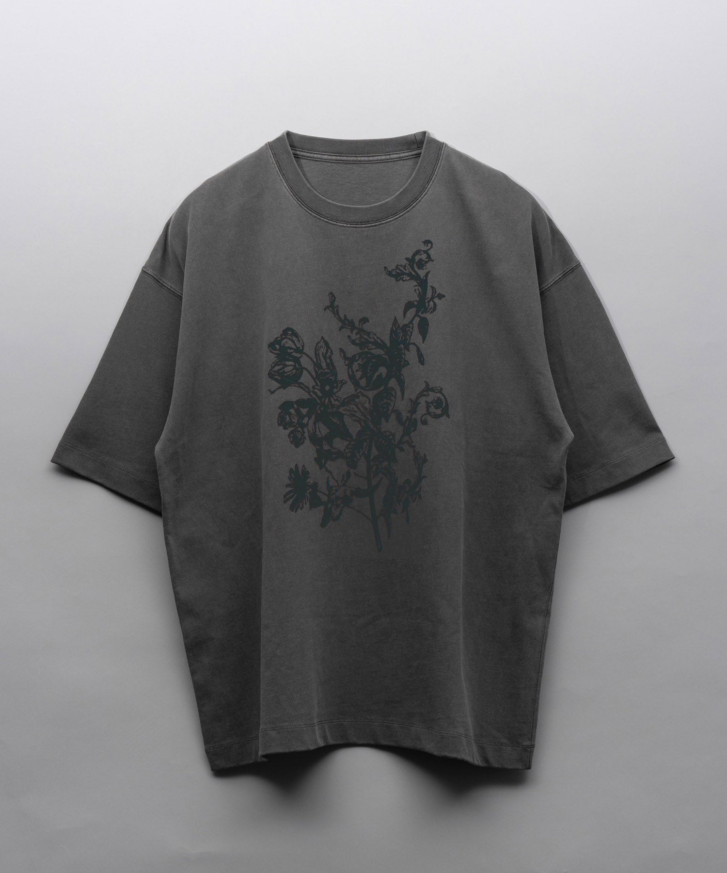 Flower Frocky Print Prime-Over Pigment Crew Neck T-Shirt