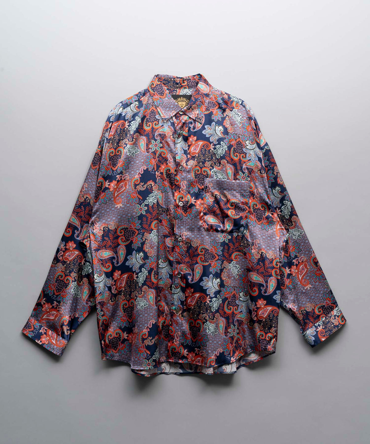 【Italian Dead Stock Fabric】Silk Prime-Over Regular Collar Shirt