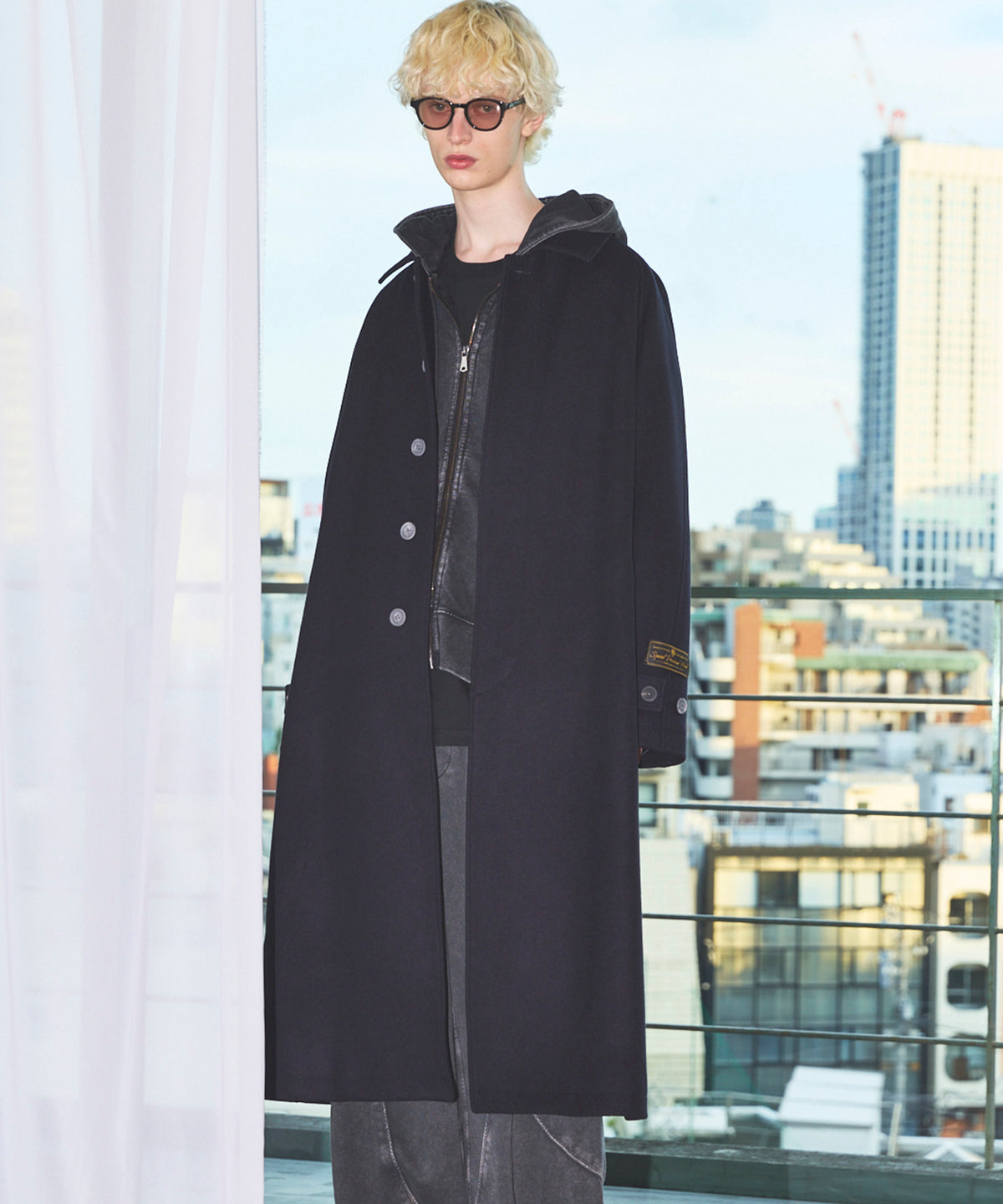 Super170s Prime-Over Melton Balmachan Coat