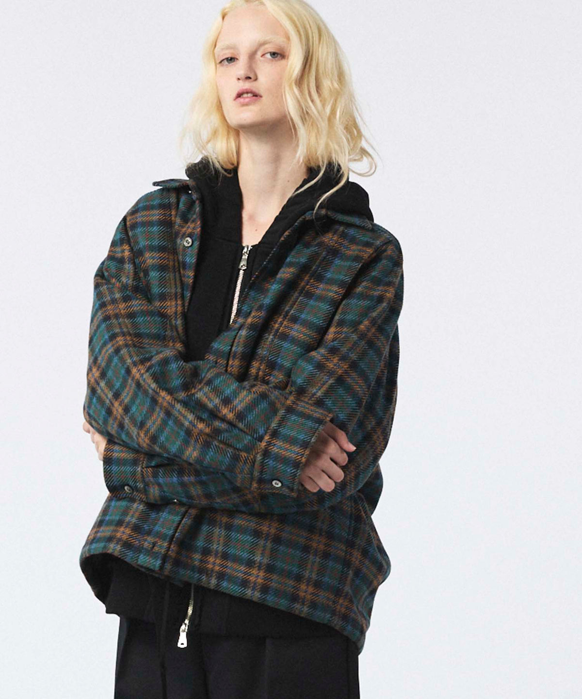 【Italian Dead Stock Fabric】Prime-Over Curved Pocket Shirts Blouson