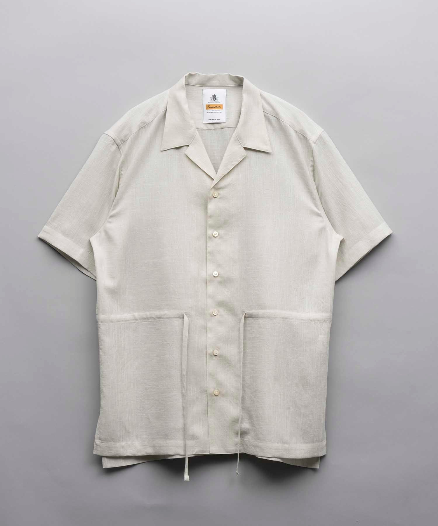 Calendering Triacetate Dress-Over Short Sleeve Open Collar Shirt