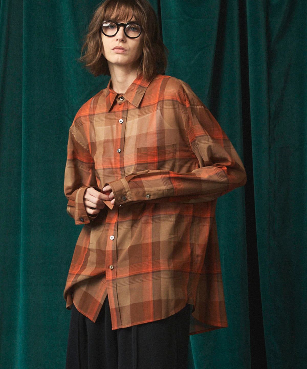 Prime-Over Cotton Organdy Check Regular Collar Shirt