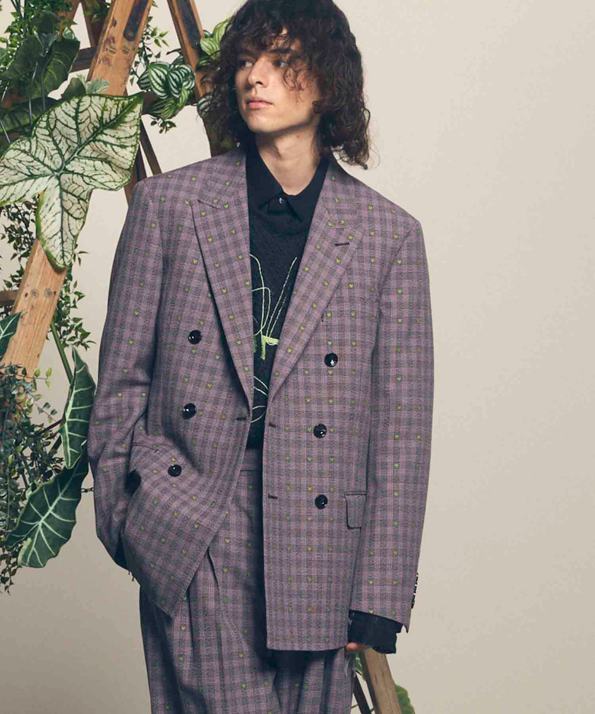 【Italian Dead Stock Fabric】Dress-Fit Peaked Lapel Double Tailored Jacket