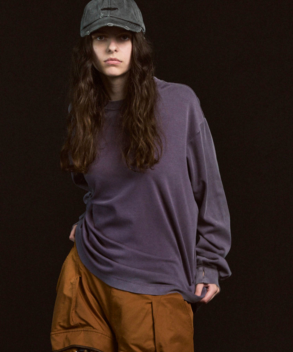 【EX】Prime-Over Pigment Smooth Crew Neck Long Sleeve T-Shirt