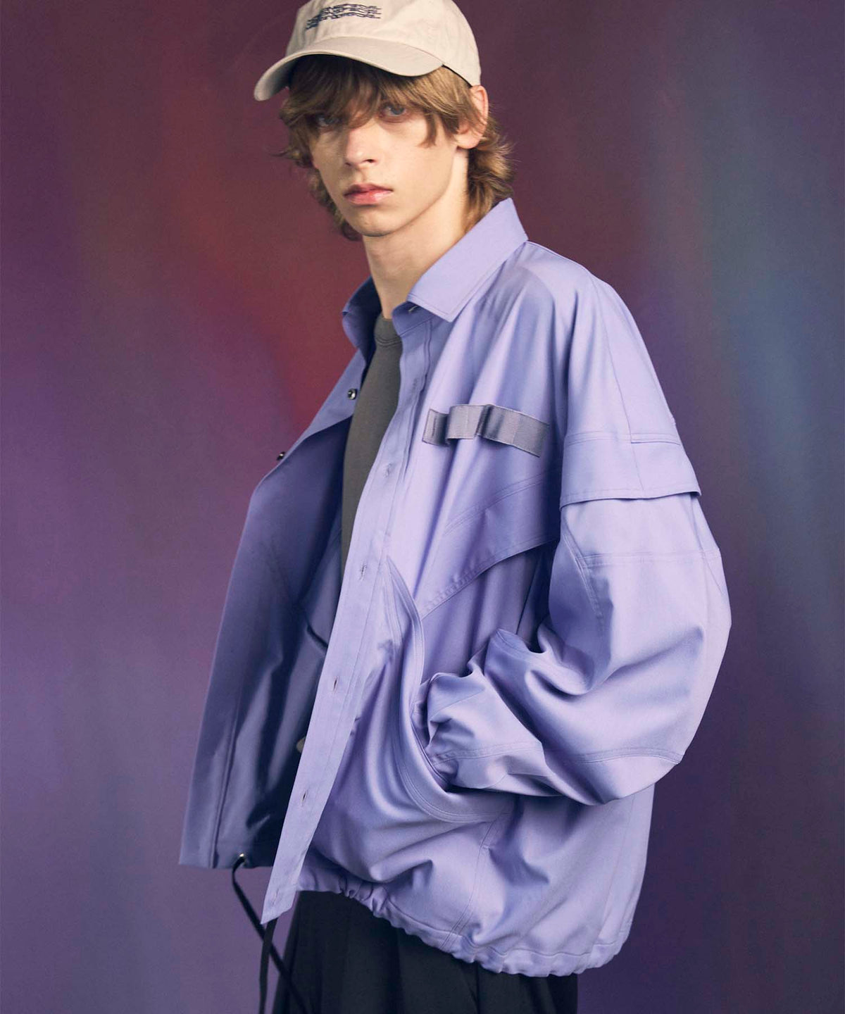 Prime-Over Curved Curve switching Regular Collar Shirt Blouson