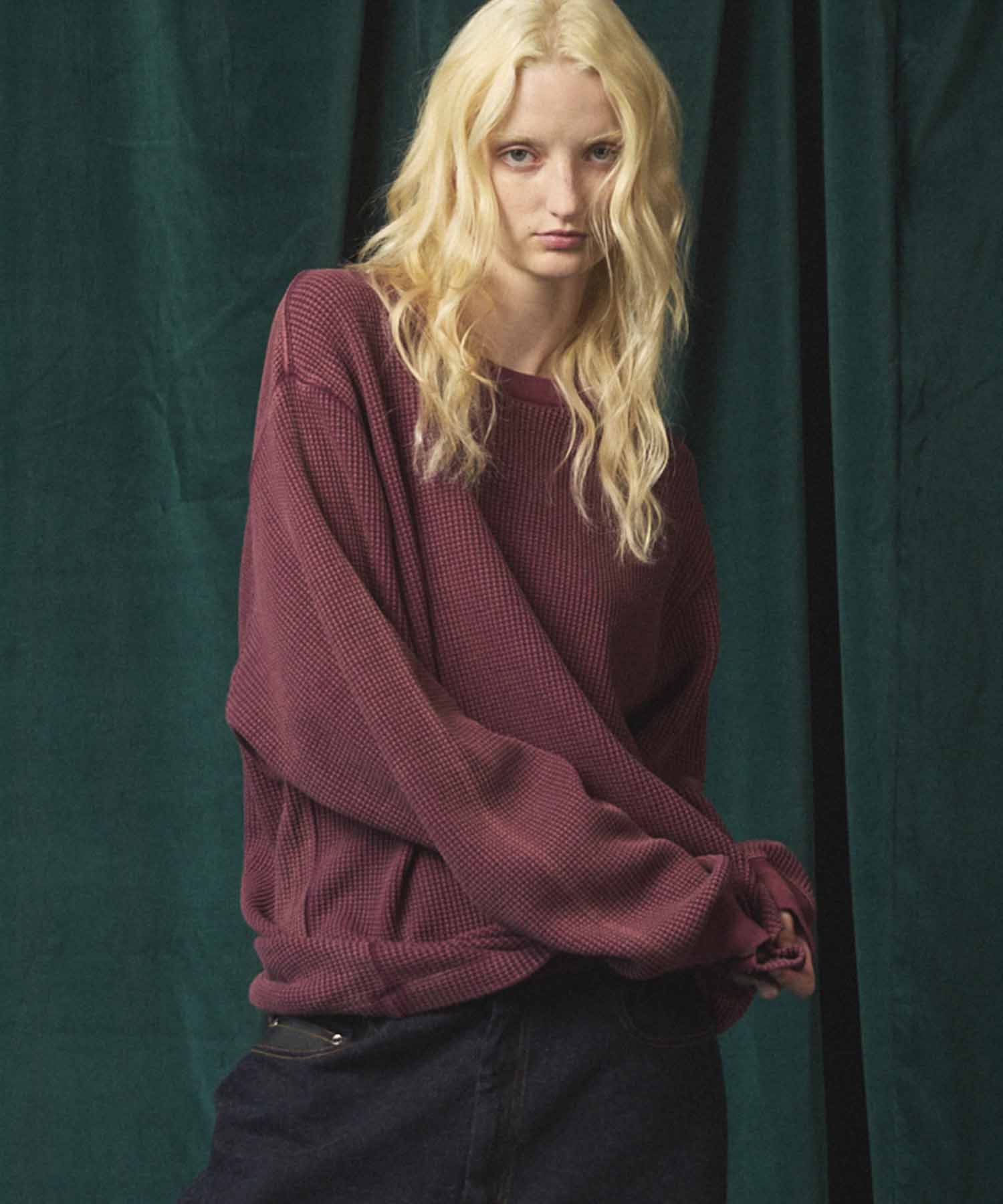 Prime-Over Crew Neck Long Sleeve Waffle T-Shirt