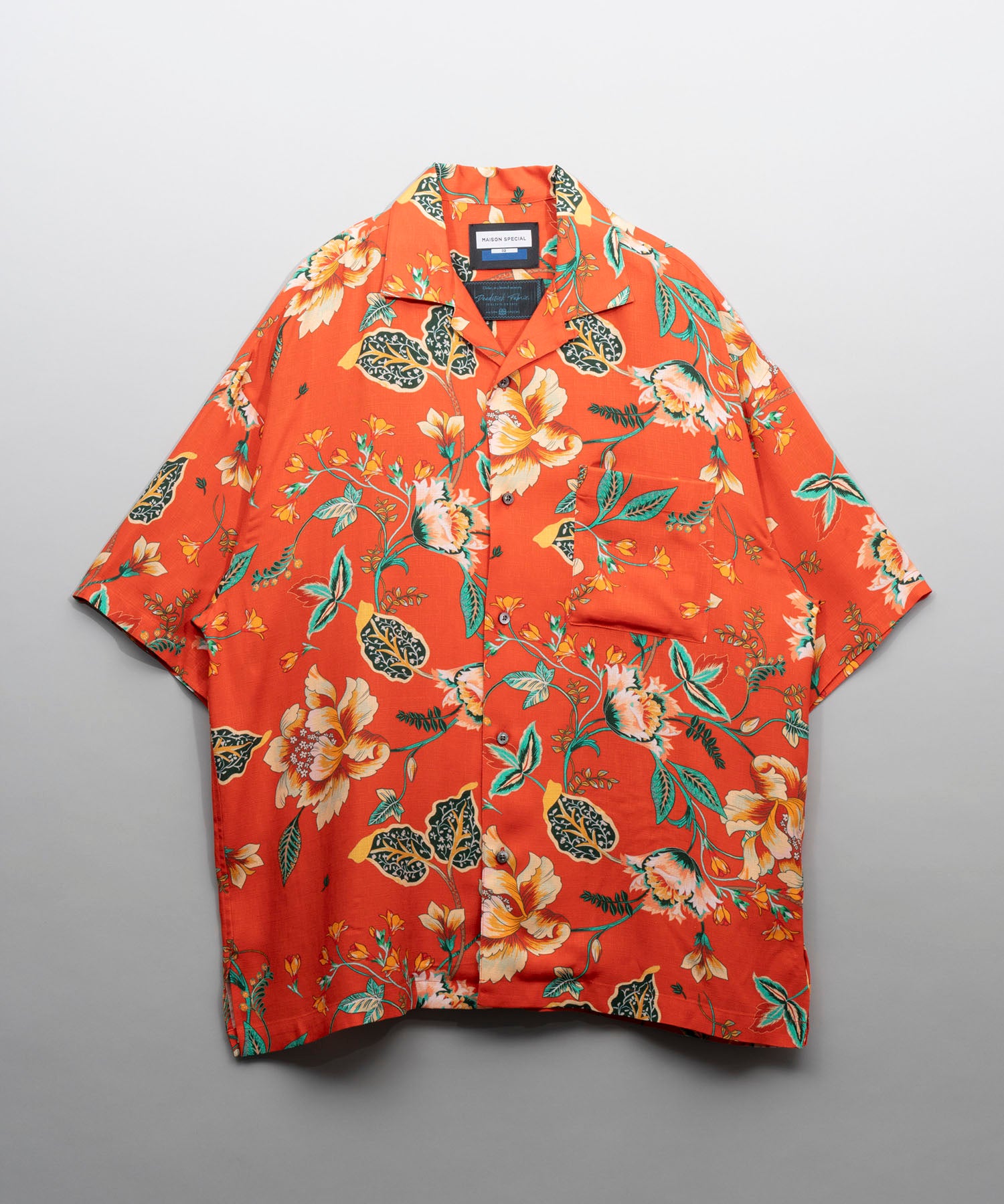 [Italian Dead Stock Fabric] Prime-Over Short Sleeve Open Collar Shirt