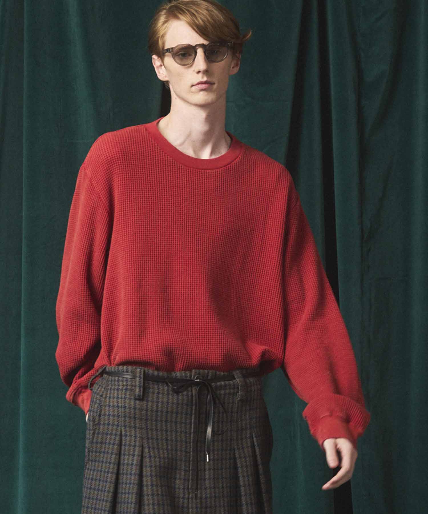 Prime-Over Crew Neck Long Sleeve Waffle T-Shirt