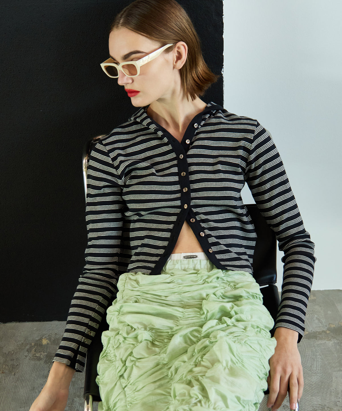 【MILLER】Rib Hoodie Cardigan