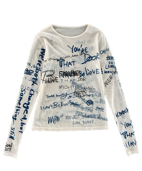 【25AUTUMN PRE-ORDER】Hand Writing Mesh Tops