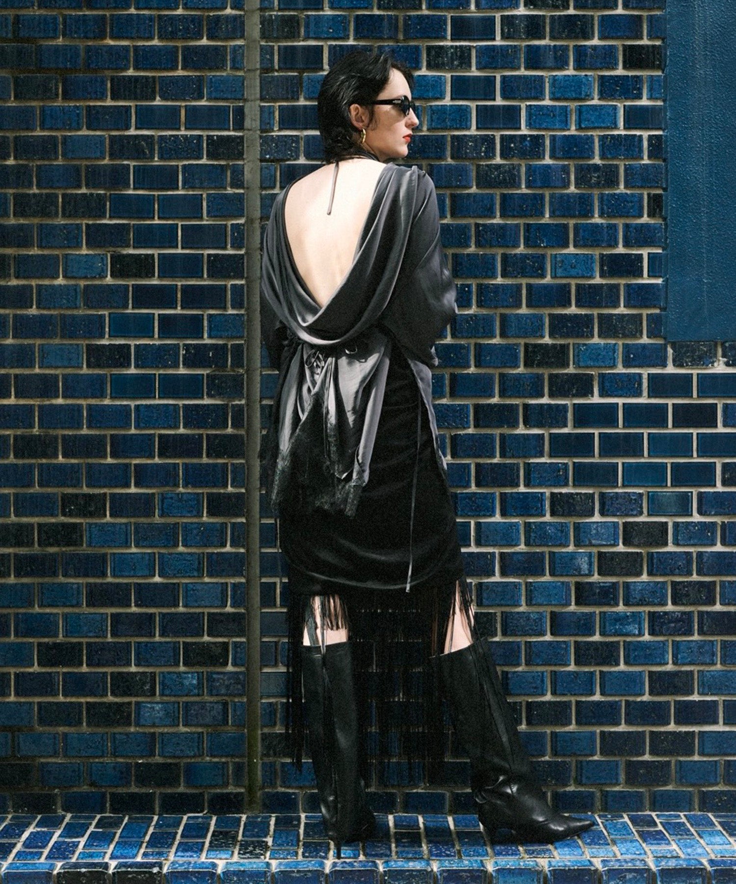 Lace Combo Drape Shirt