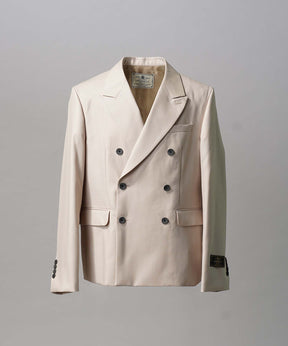 4 색 샹 브레이 세탁 가능한 양모 피크 라펠 더블 가슴 재킷