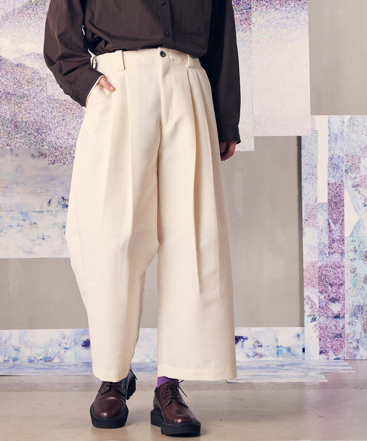 [Sale] [Italian Dead Stock Fabric] Multi Fabric Two-Tuck Wide Pants