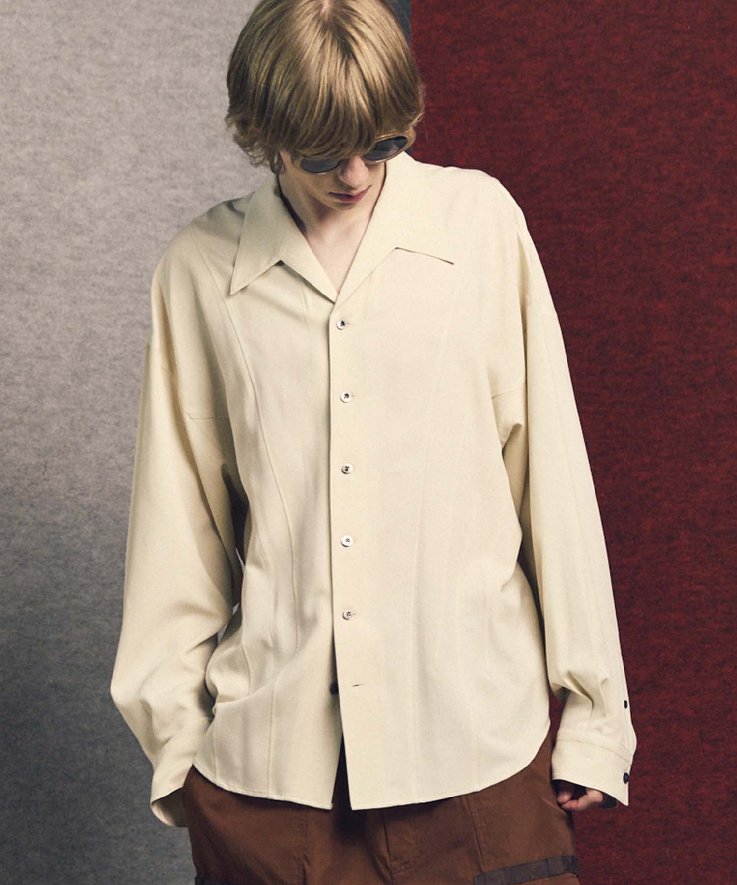 Radial Darts Prime-Over Open Collar Shirt