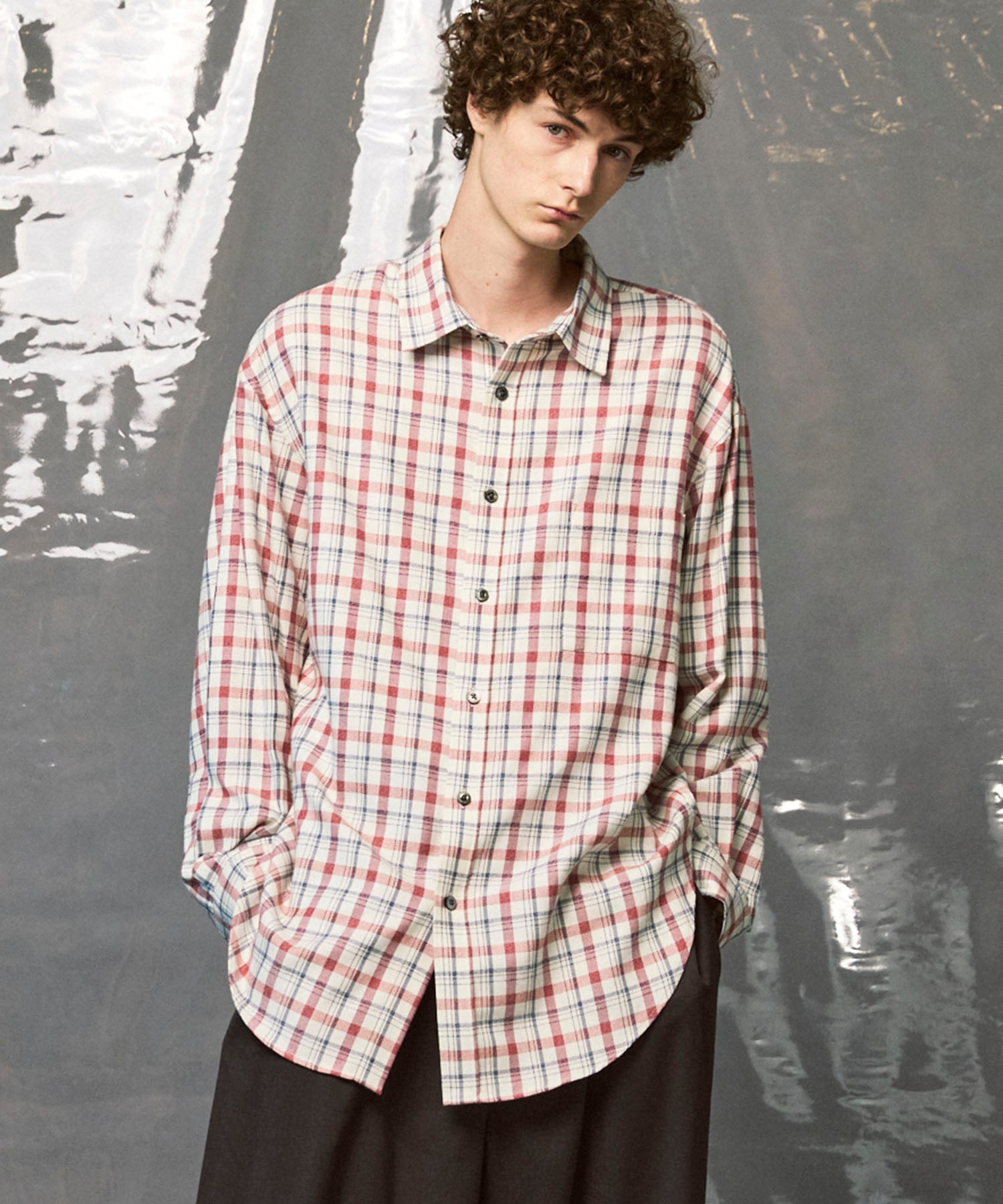 [意大利死库织物] Prime-Over常规衣领衬衫外套