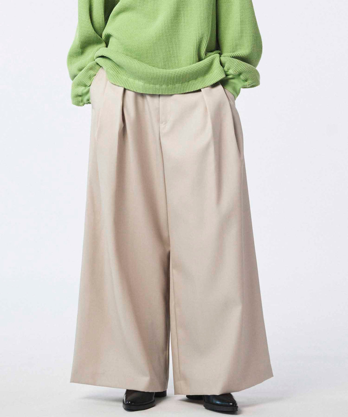 4 Colors Chambray Washable Wool Baggy Wide Pants