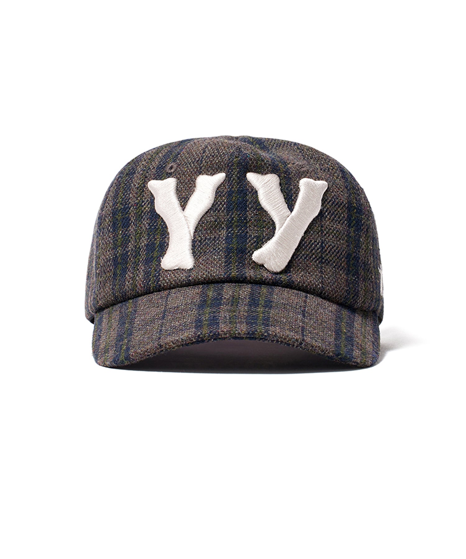 【OPEN YY】YY CHECKRED HEART BONE BALL CAP-BRN