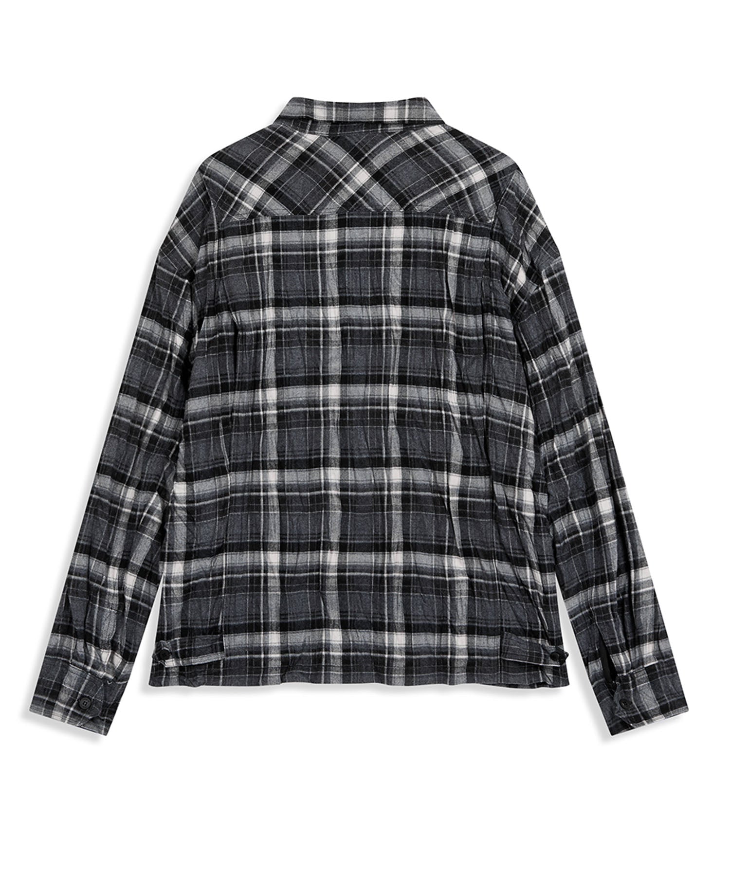 【OPEN YY】CHECKERED CRINKLE RUFFLE SHIRT