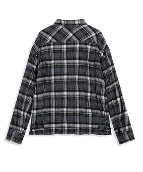 【OPEN YY】CHECKERED CRINKLE RUFFLE SHIRT