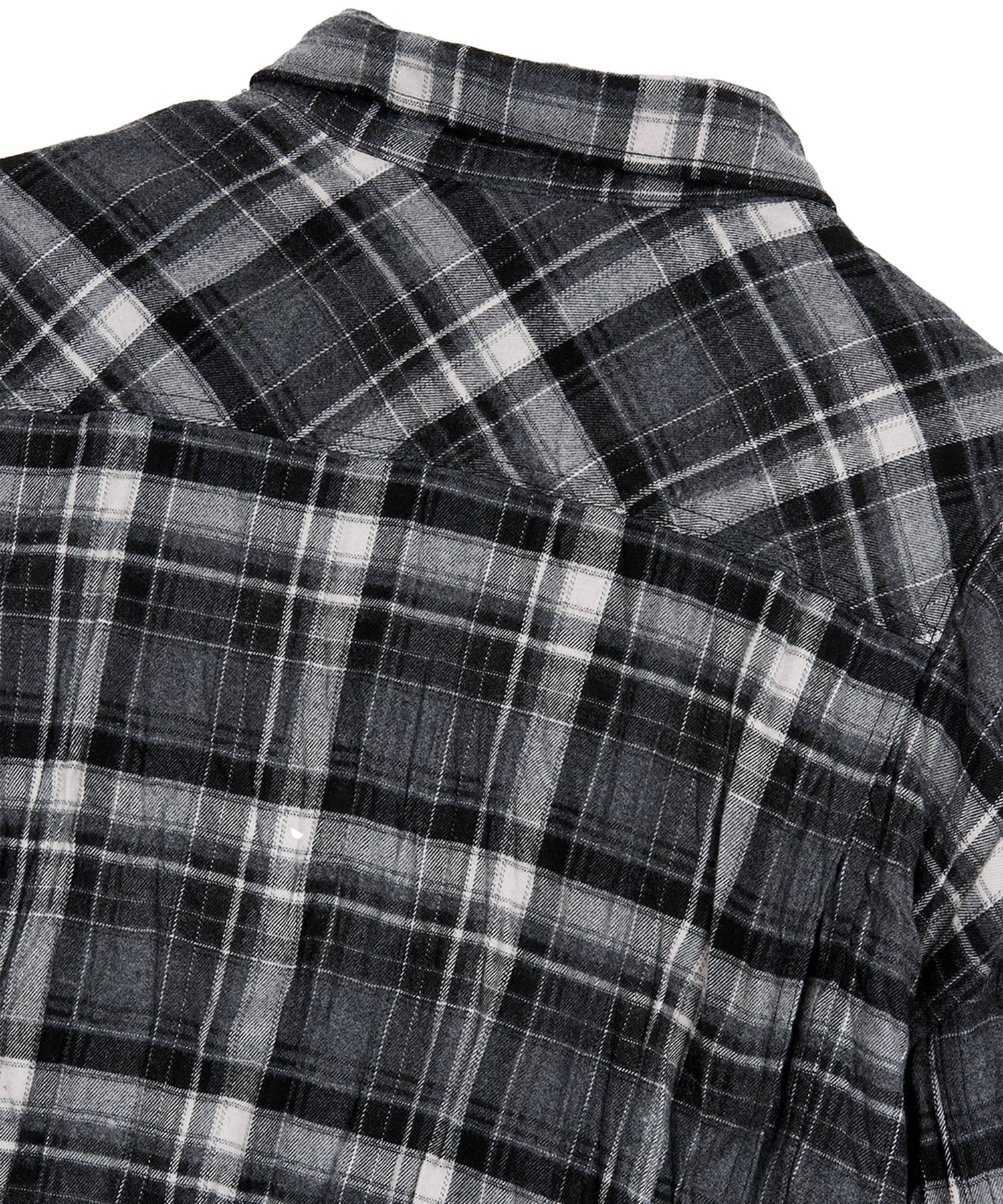 【OPEN YY】CHECKERED CRINKLE RUFFLE SHIRT
