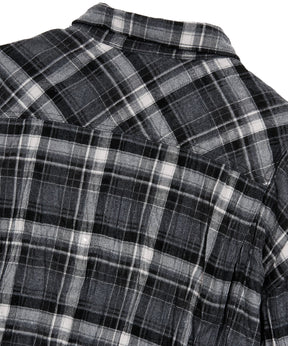 【OPEN YY】CHECKERED CRINKLE RUFFLE SHIRT