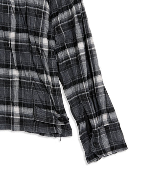 【OPEN YY】CHECKERED CRINKLE RUFFLE SHIRT
