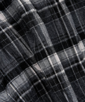 【OPEN YY】CHECKERED CRINKLE RUFFLE SHIRT