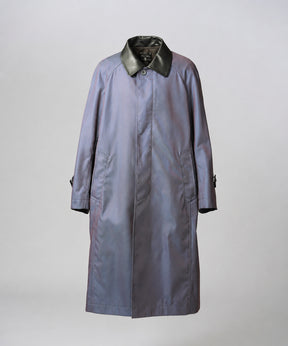 【26AW PRE-ORDER】120/2/2 Suvin Cotton Gabardine Prime-Over Leather Collar Balmacaan Coat
