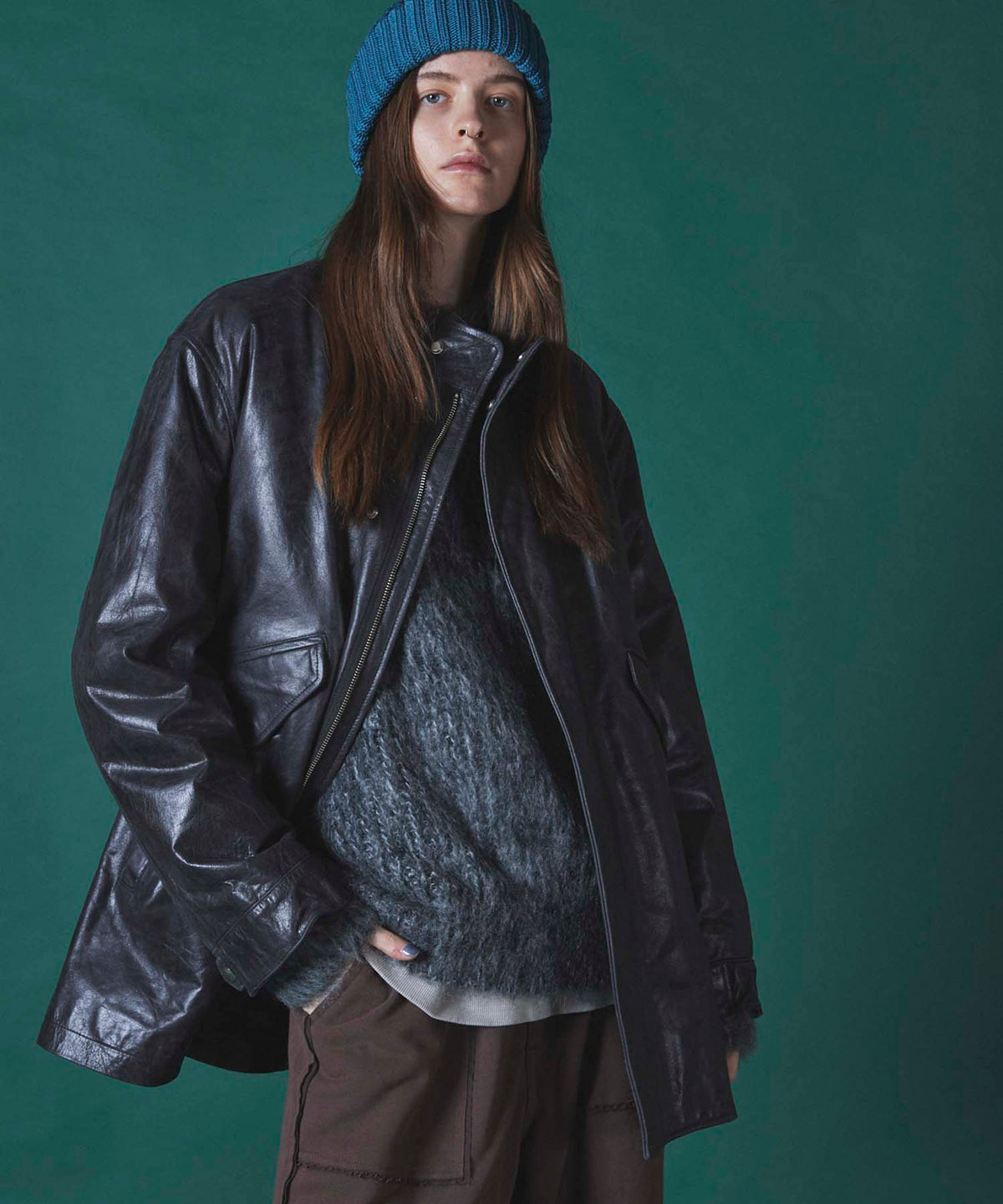 【SALE】Buffalo Crack Leather Dress-Over Short Mods Coat
